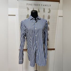 Massimo Dutti Italian Fabric Striped Button-Up Shirt – Size L
